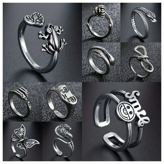Men's Vintage Flower Snake Hug Ring Punk Metal Boho Party Jewelry