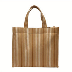 Striped Canvas Tote Satchel Bag Lightweight Shoulder Bag