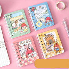 Set Of 4 Hand Account Book Pocket Coil Portable Loose leaf Novelty Small Book
