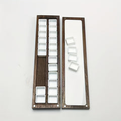 Wooden Watercolor Palette Box 24 Empty Half Pans Walnut Wood Travel Water Set