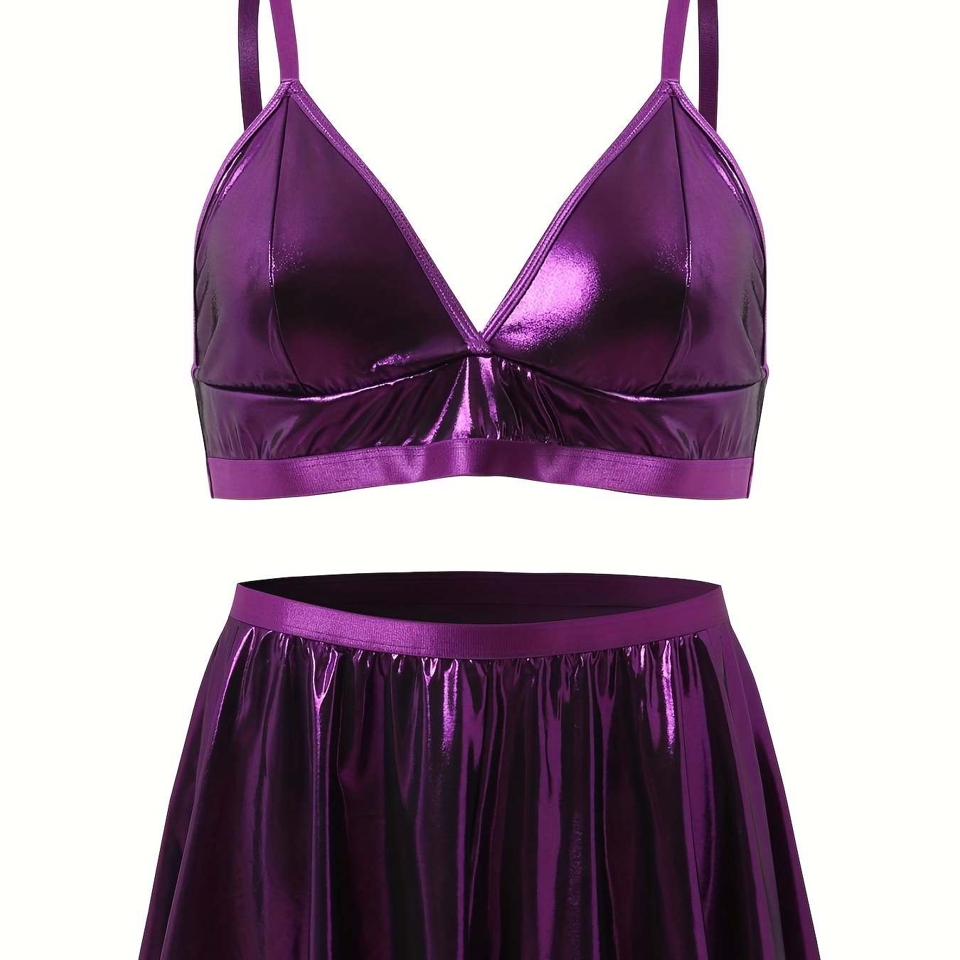  Metallic Shimmery Bra & Skirt Lingerie Set