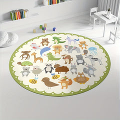 Cartoon Space Astronaut Round Rug Carpet Kids Play Crawl Soft Floor Mat