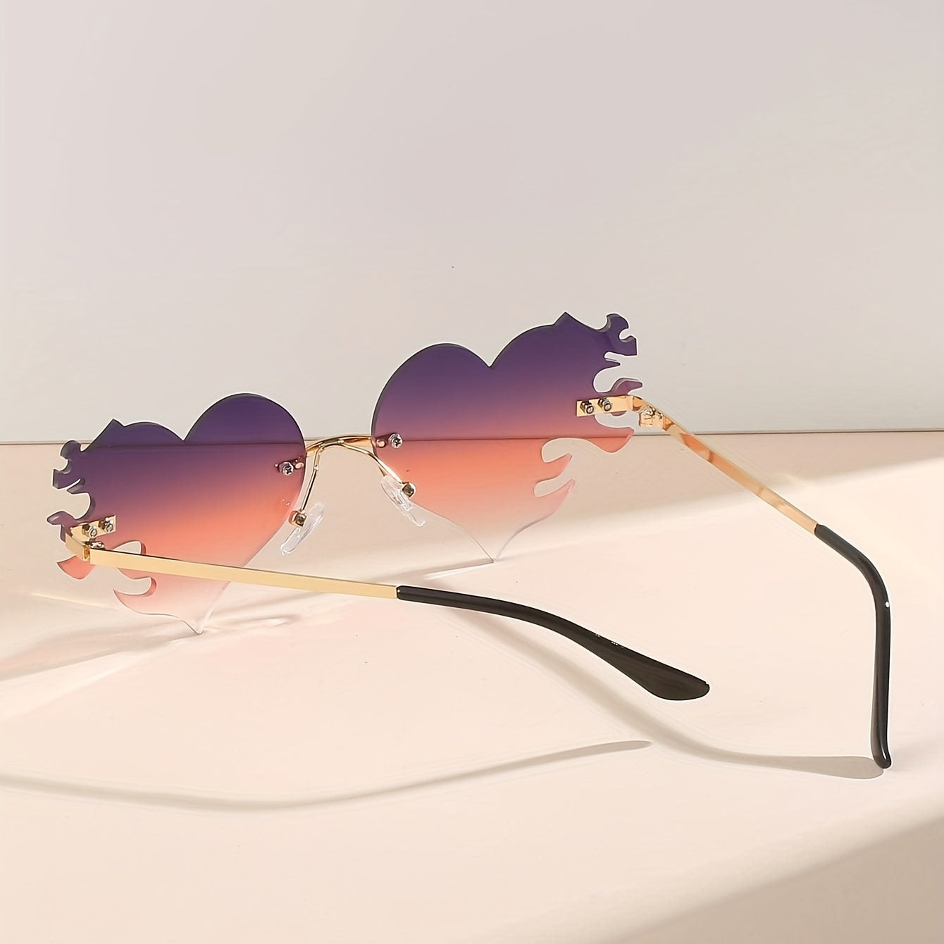 Vintage 90s Punk Heart Flame Glasses Disco Party Sunglasses