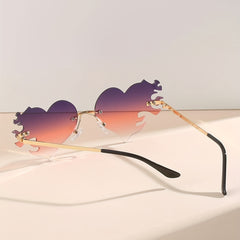 Vintage 90s Punk Heart Flame Glasses Disco Party Sunglasses