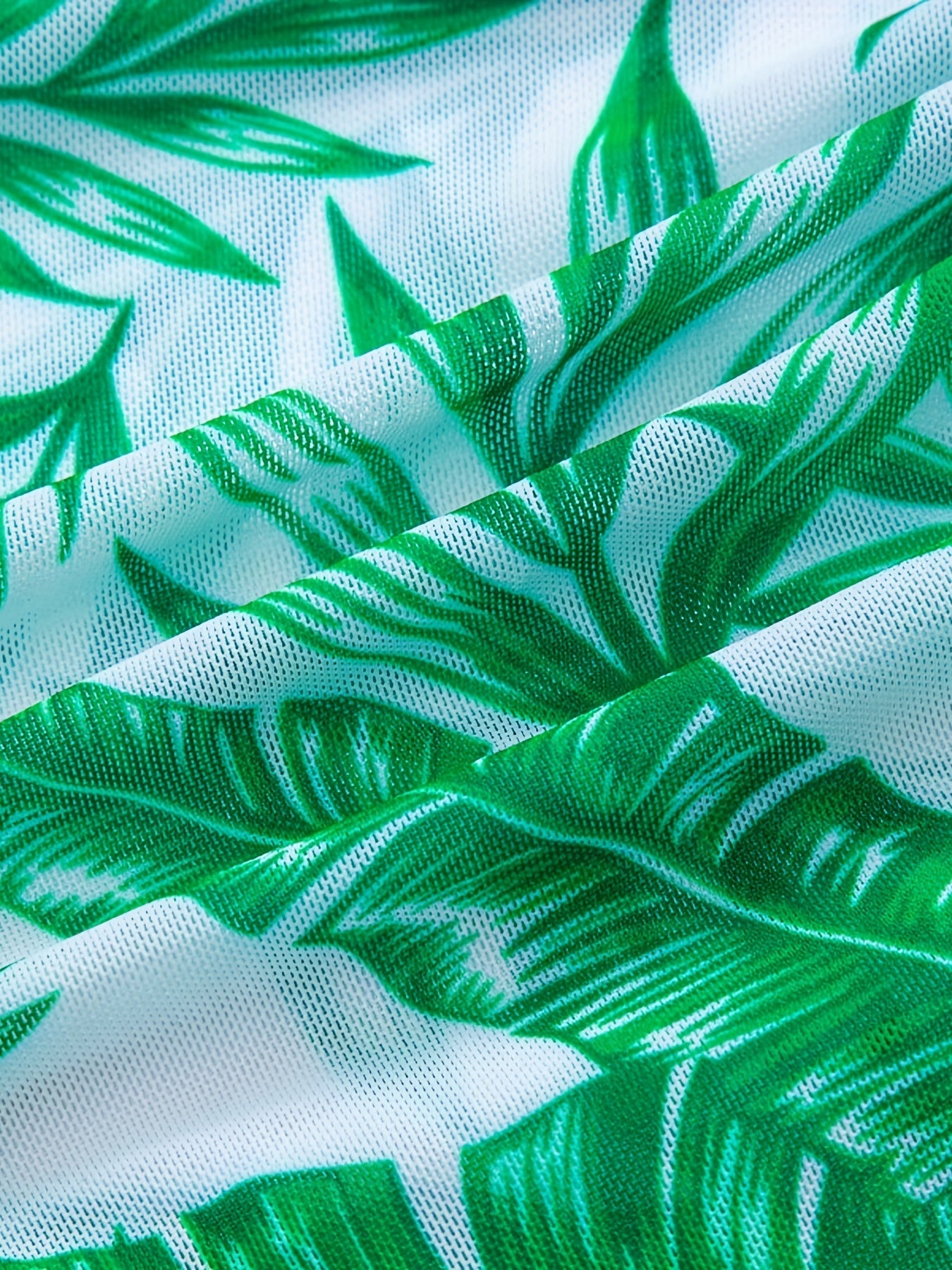 Leaf Print Bikini Set With Cover Up
