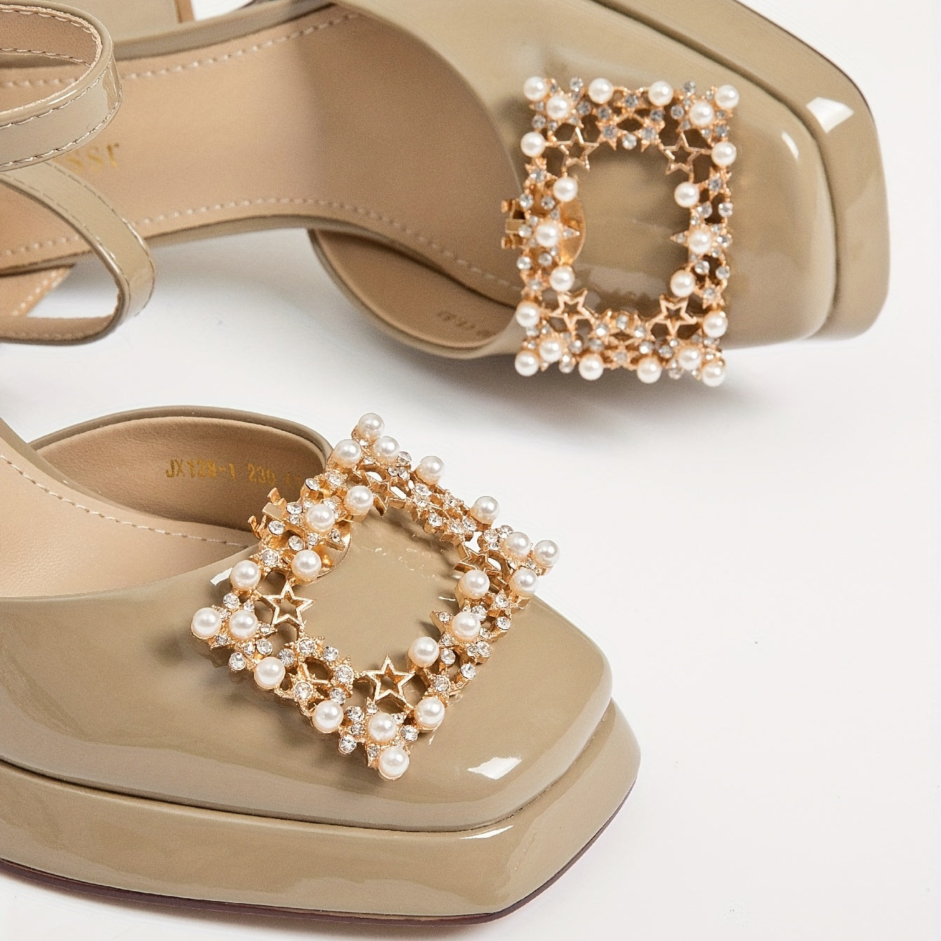 2pcs Faux Pearl Square Shoe Clips Detachable Shoe Buckles For High Heels