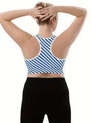  Stripe Print Racer Back Yoga Tank Bra