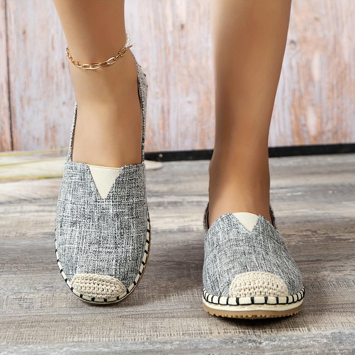 Women's Canvas Slip On Flat Shoes Soft Sole Comfy Walking Flats