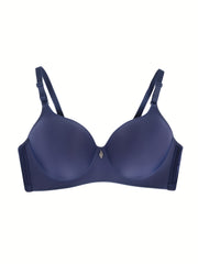 Solid T Shirt Bra Comfy & Breathable Push Up Bra