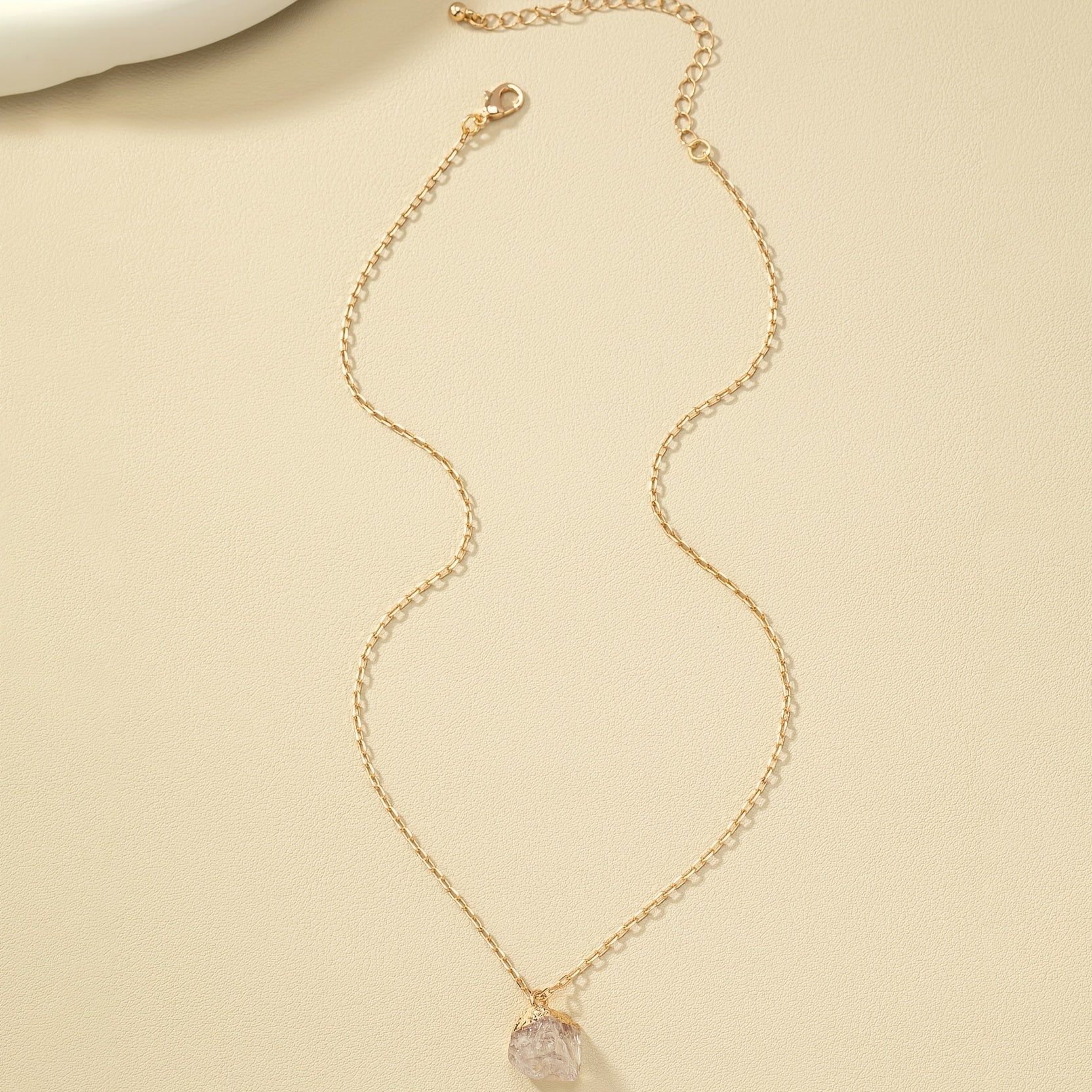Irregular Crystal Stone Pendant Necklace 14k Plated Women's Necklace