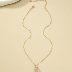 Irregular Crystal Stone Pendant Necklace 14k Plated Women's Necklace
