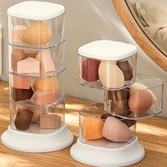 Makeup Sponge Storage Organizer Container with Lid Turntable