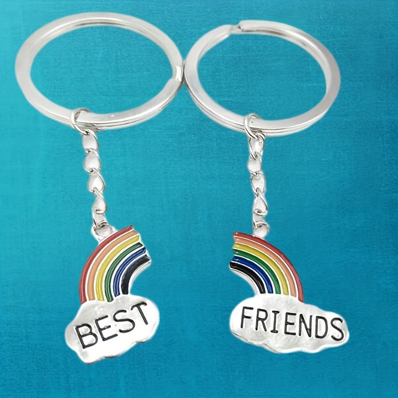 2pcs Rainbow FRIENDS Keychain For Keys Car Key Ring Couple Pendant Key Chains