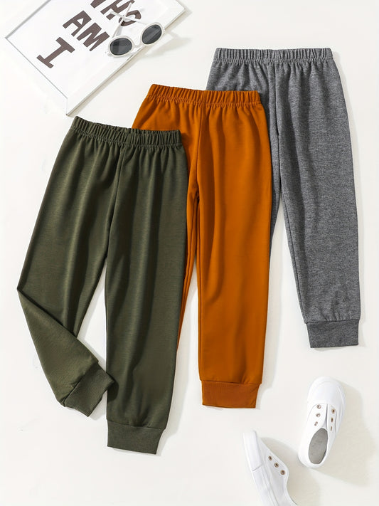 3pcs Toddler Boy's Elastic Waist Sweatpants Joggers Casual Stretch Pants