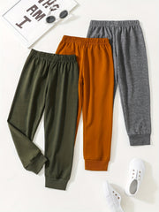 3pcs Toddler Boy's Elastic Waist Sweatpants Joggers Casual Stretch Pants