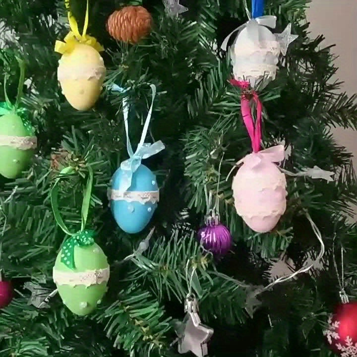 1pc Easter Eggs Wedding Stuff Christmas Ornaments Ribbon Bow Simulation Eggshell