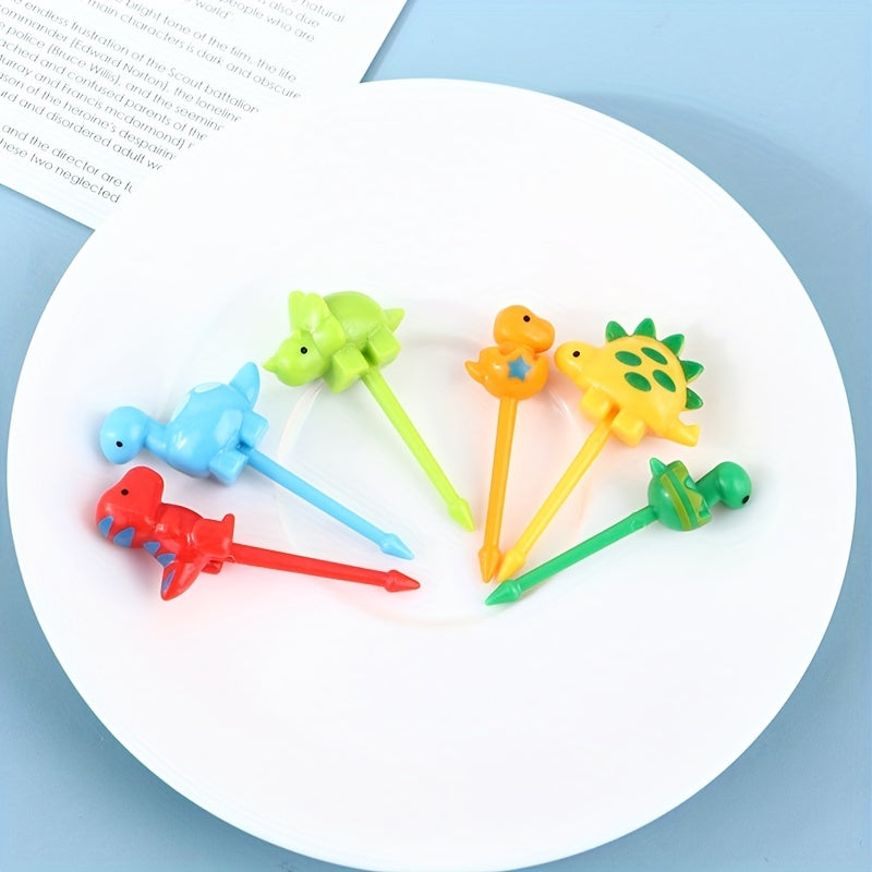 6pcs Dino Fruit Fork Toothpick Decoration Cake Picks Kids Snack Forks