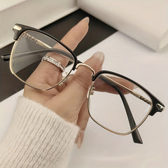 Square Anti Light Reading Glasses Unisex Rivet Decor