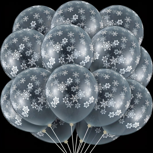 40pcs Snow Balloons Winter Clear Snow Latex Balloon