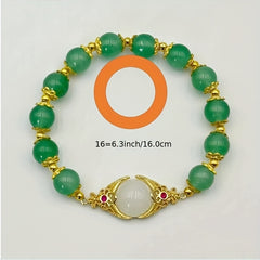 Stretchy Green Beaded Eye Of Providence Bracelet - Great Gift Idea