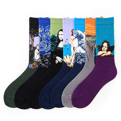 7 Pairs Women's Crew Socks Colorful Artistic Fun Socks