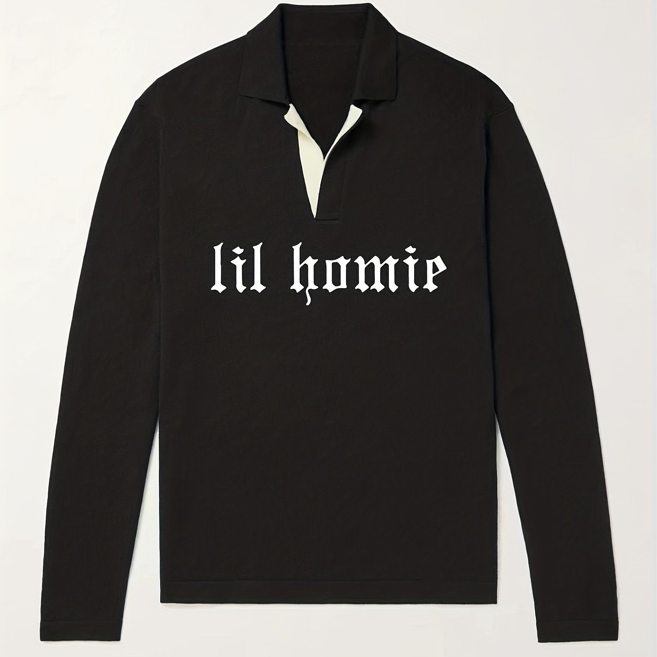 Retro Letter Knit Polo Shirt Men's V Neck Pullover Sweater