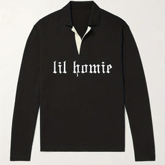 Retro Letter Knit Polo Shirt Men's V Neck Pullover Sweater