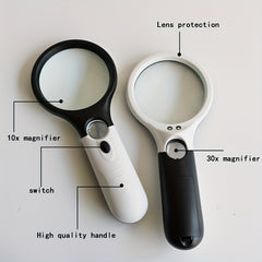 1pc Magnifying Glass With 3 LED Lights Ultra HD Reading Book Identification Size