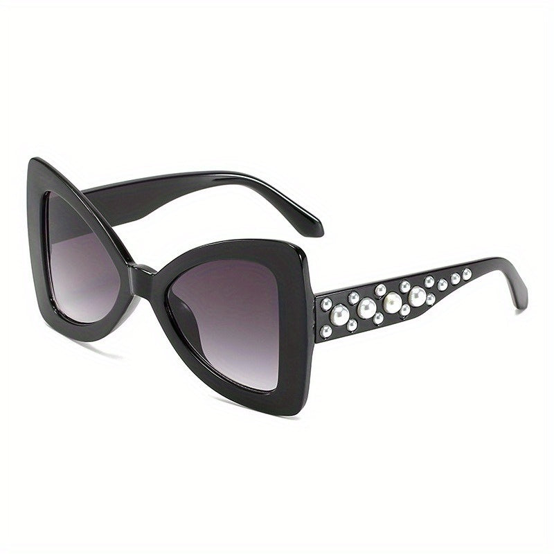 Y2K Butterfly Triangle Sunglasses with Faux Pearl Gradient UV400