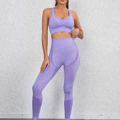 Yoga Set Round Neck Top & High Waist Leggings Activewear