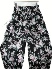 Women's Plus Floral Print Wide Leg Pants