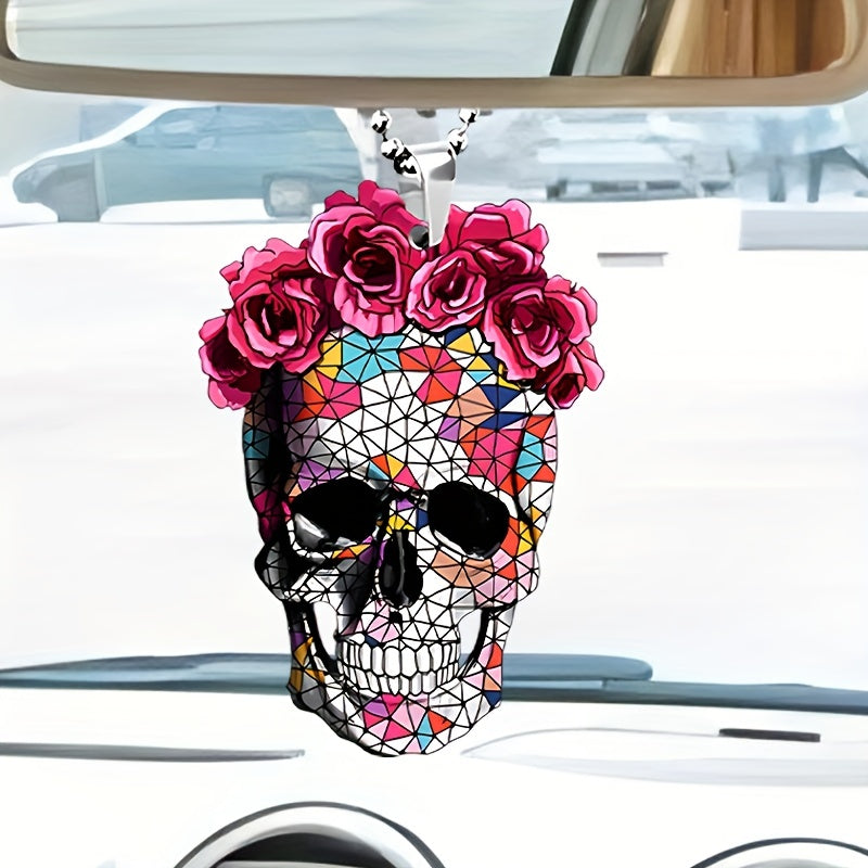 Stylish Flower Skull Car Pendant