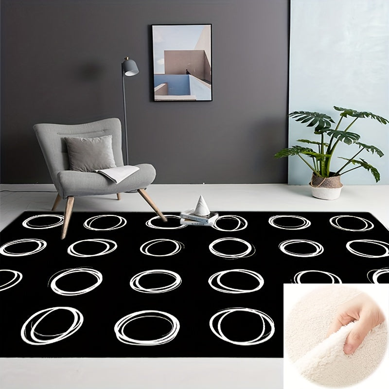 Black Wool Children's Area Rug for Kids Room Circle Seating Decor