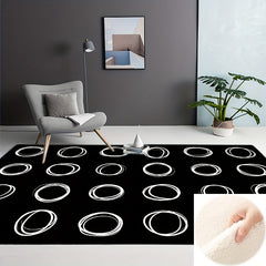 Black Wool Children's Area Rug for Kids Room Circle Seating Decor