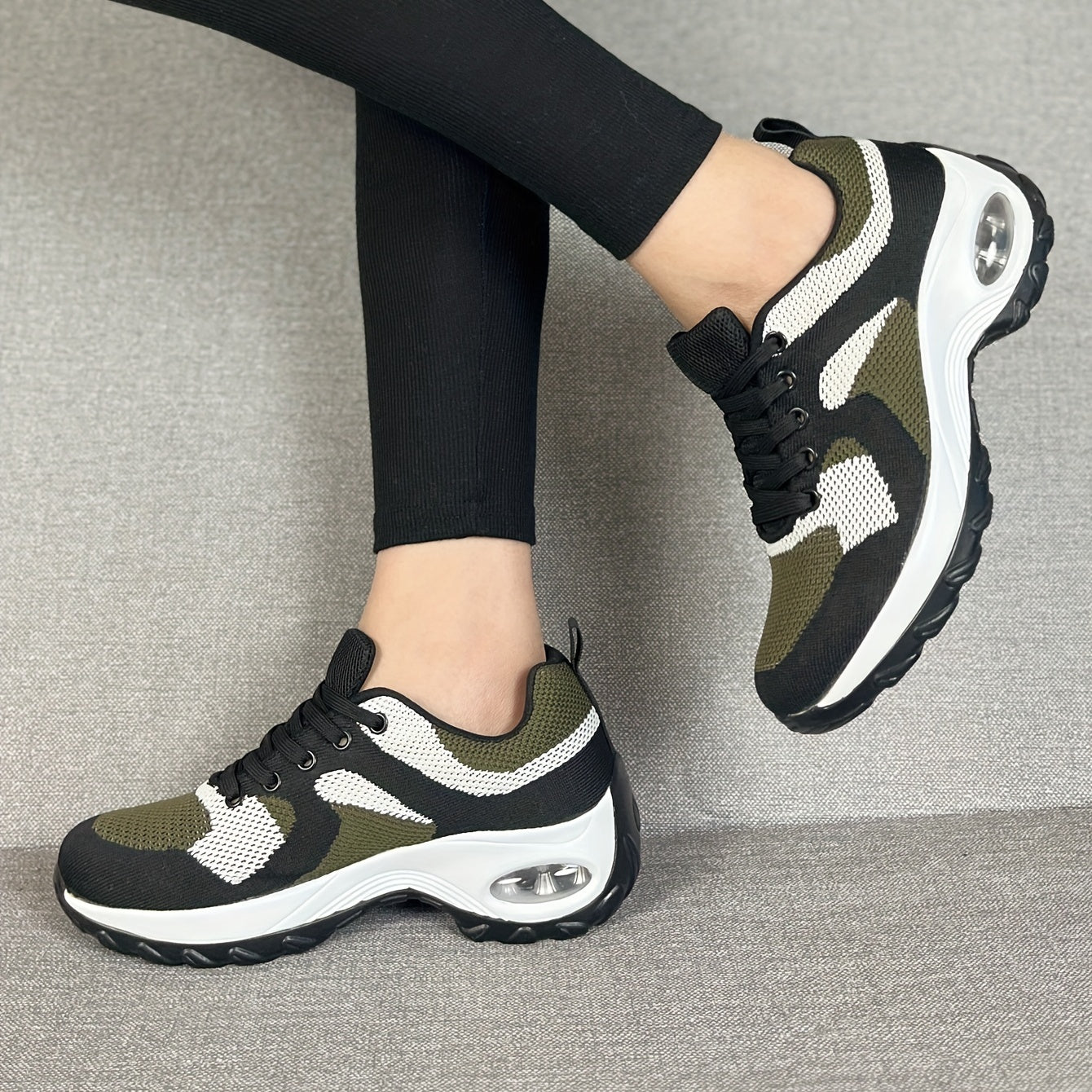 Women's Block Flying Woven Running Shoes Air Cushion Sneakers