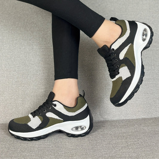 Women's Block Flying Woven Running Shoes Air Cushion Sneakers