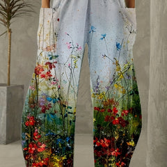 Floral Print Wide Leg Pants Plus Size