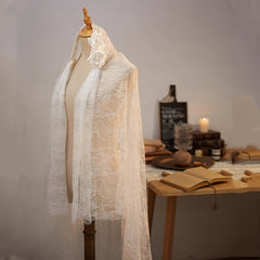 Vintage Romantic High End Lace Headpiece Veil with Pearls