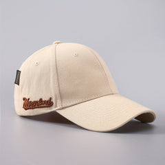Men's Solid Curved Brim Baseball Cap Side Embroidery Letters Peaked Cap