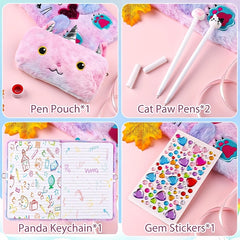 Purple Cat Diary with Heart Lock Gift Set