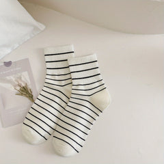 6 Pairs Striped Letter Print Socks Women's Stockings