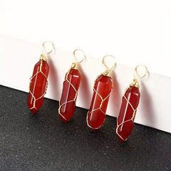 Jade Crystal Hexagonal Column Bullet & Rhombus Pendant