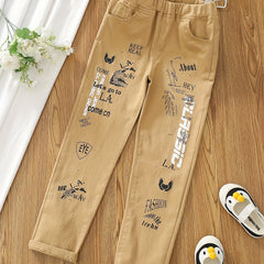 Boys Teen Graffiti Elastic Waist Pants for Spring Fall