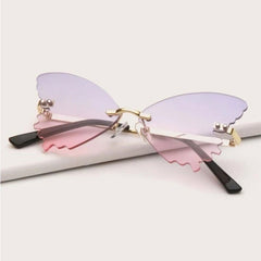 Kids Butterfly Rimless Sunglasses Pink