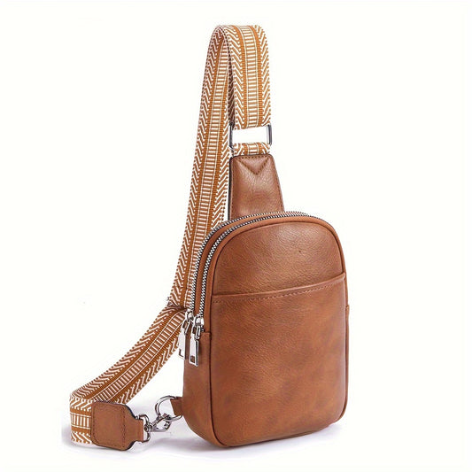 Retro Style PU Leather Sling Bag Crossbody Chest Mobile Phone Bag