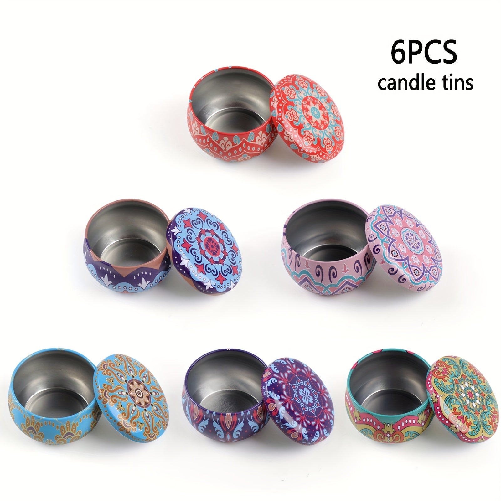 6pcs Candle Tin Jars for DIY Candle Making with Lids