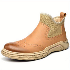 Men's Brogue Ankle Boots Slip on Walking Shoes