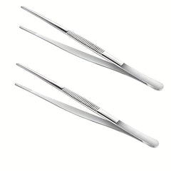 2pcs Stainless Steel Tweezers for BBQ Repair Silvery Durable