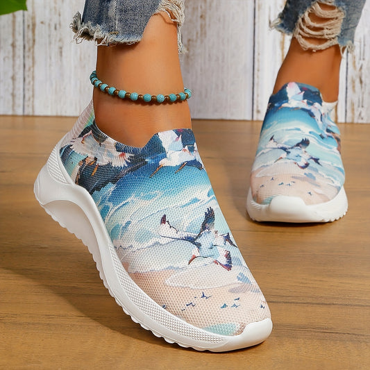 Women's Art Printed Sock Shoes Breathable Slip On Sports Shoes
