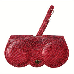 SOOLALA Snake Skin Eyeglasses Clip PU Glasses Case